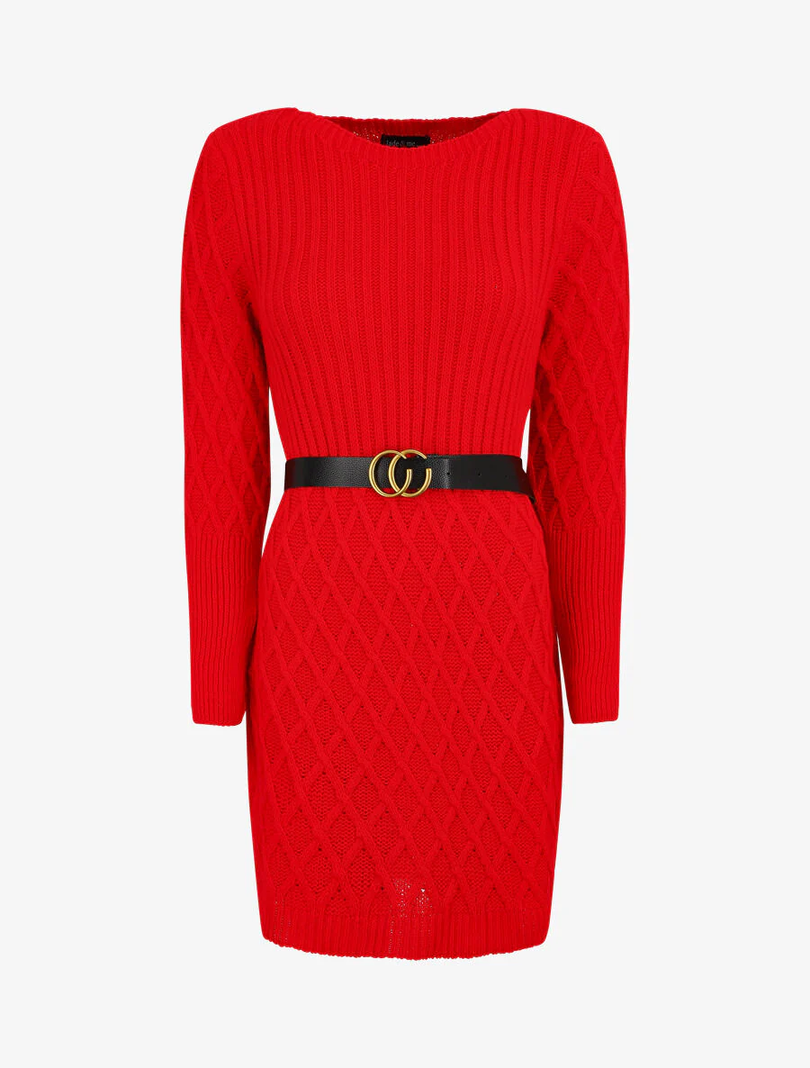 Korte trui jurk - Rood
