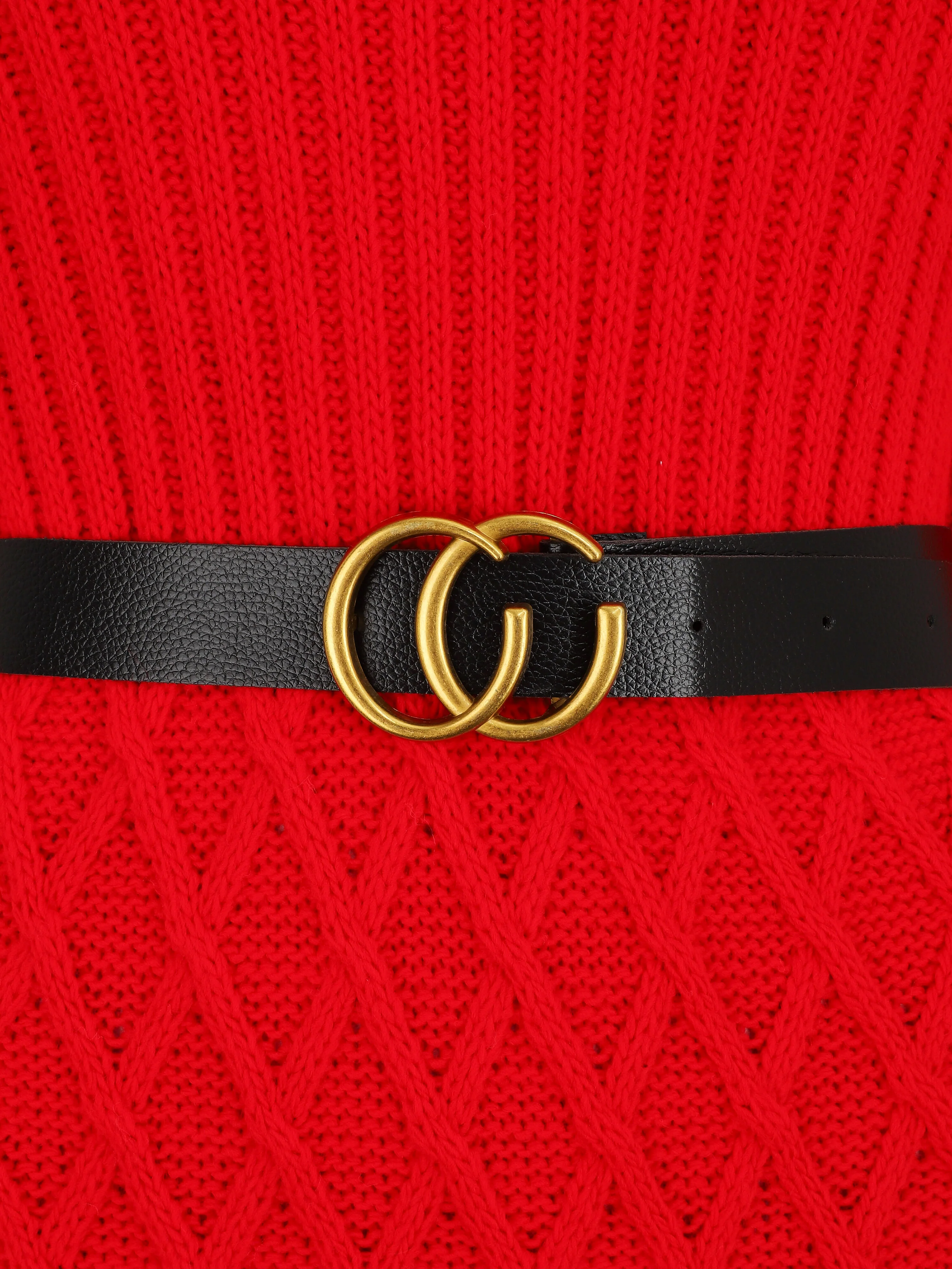 Korte trui jurk - Rood - Image 3