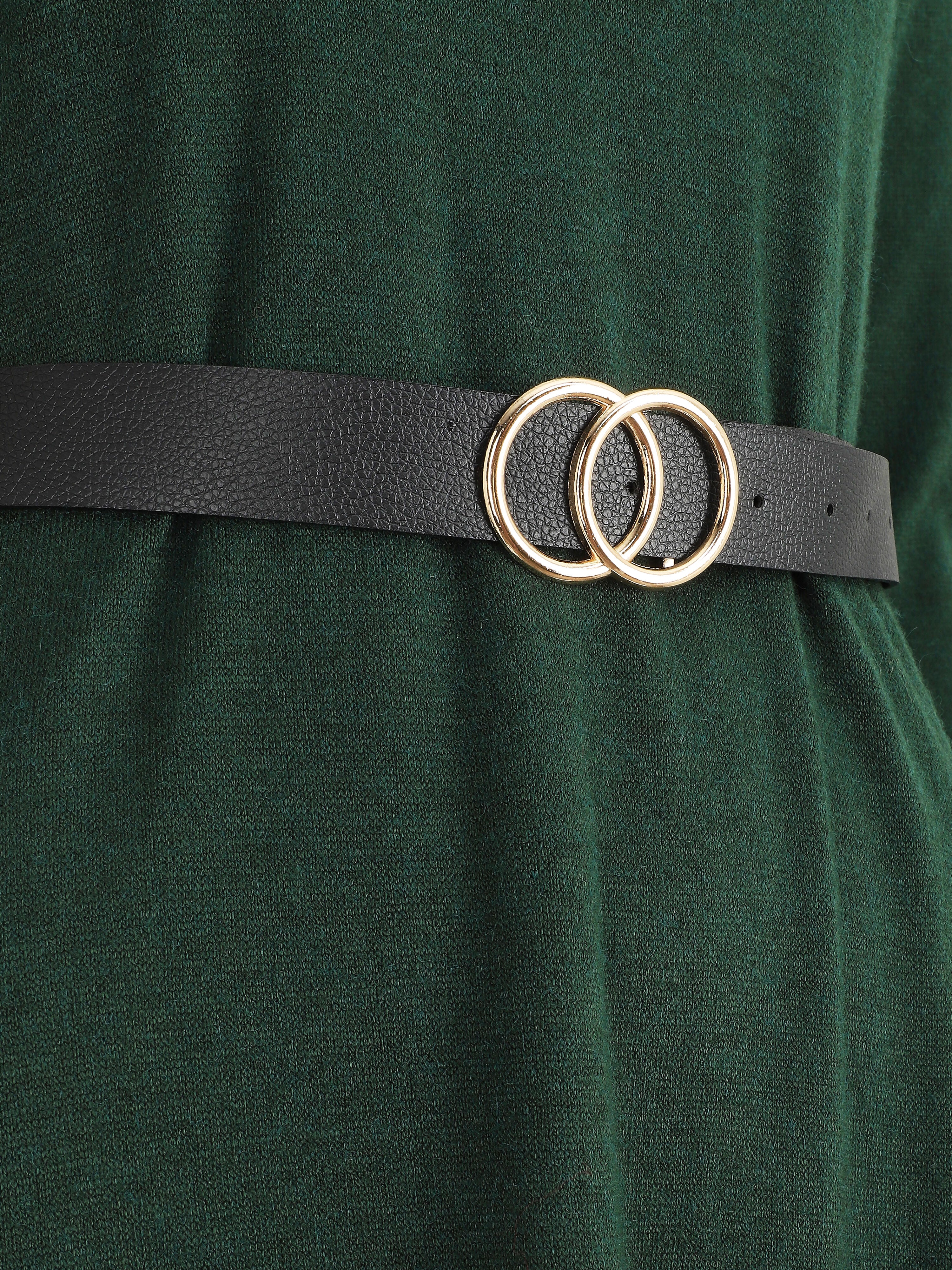 Korte trui-jurk met open rug - Donkergroen - Image 3