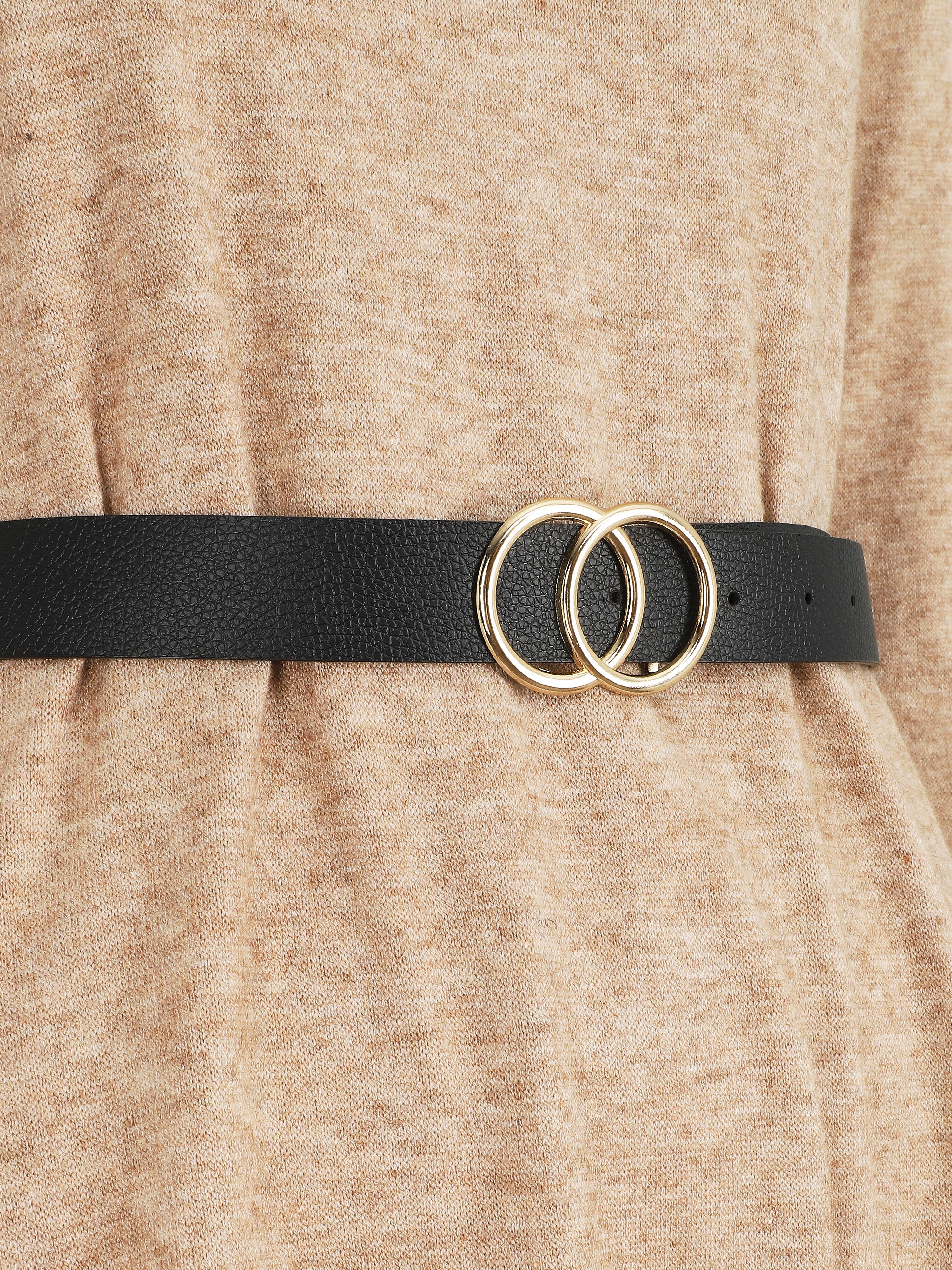 Korte trui-jurk met open rug - Camel - Image 3