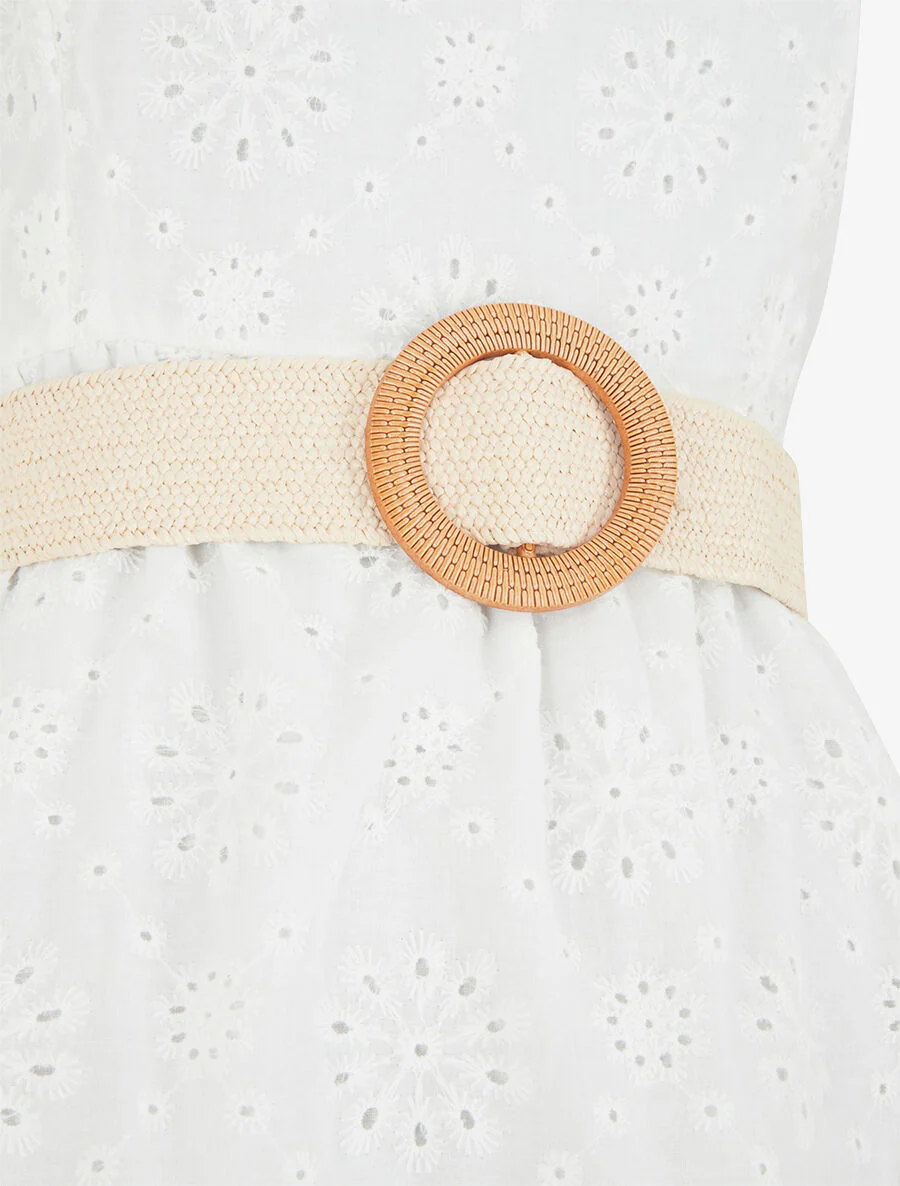 Korte uitlopende jurk in broderie anglaise - wit - Image 3