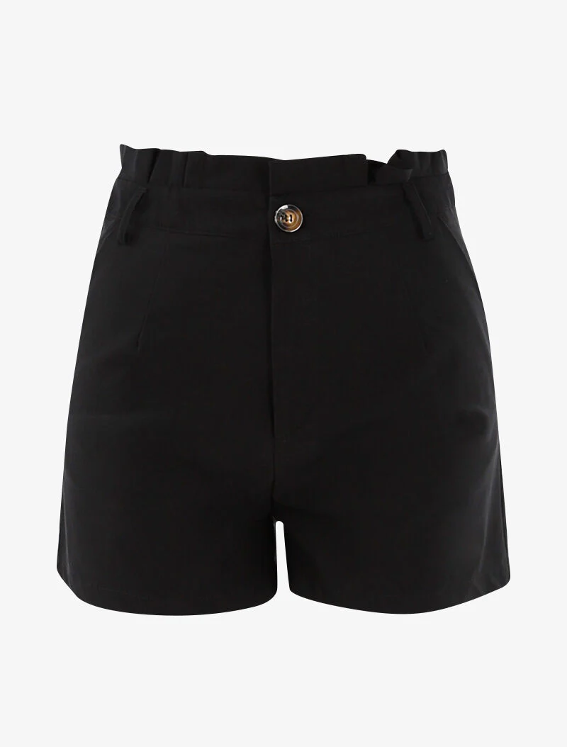 Korte uni met volant taille - zwart