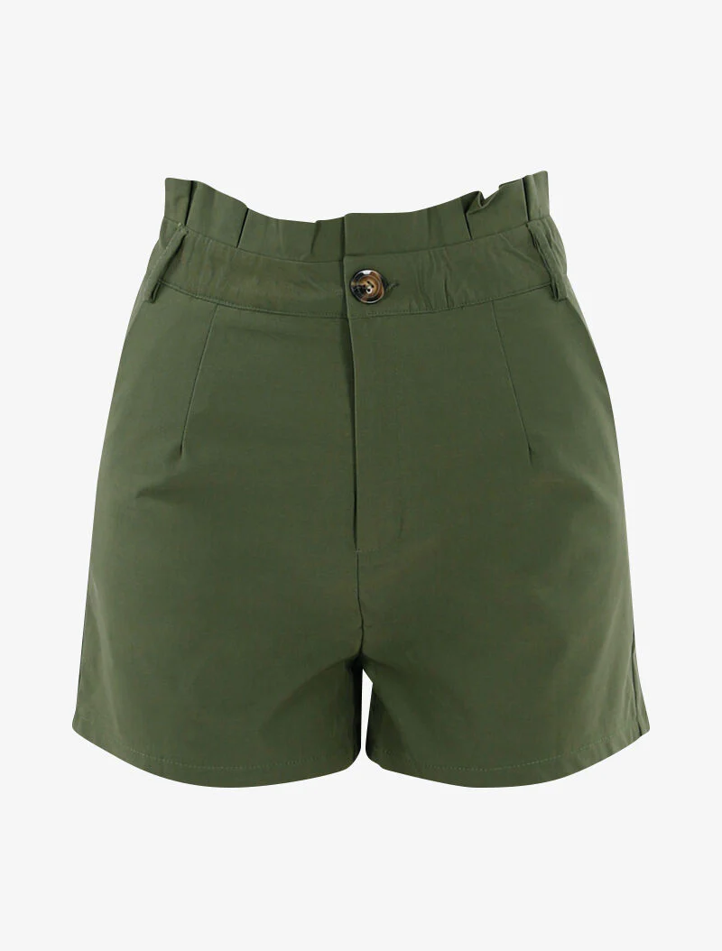 Korte uni met volant taille - kaki