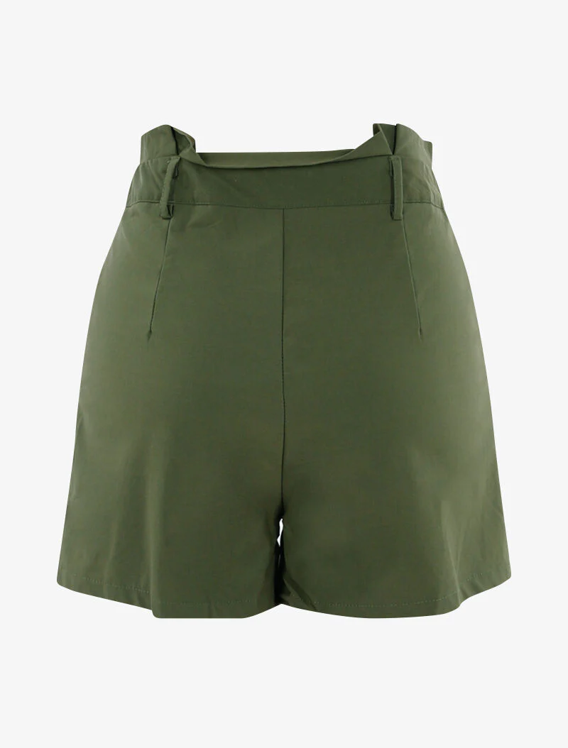 Korte uni met volant taille - kaki - Image 2