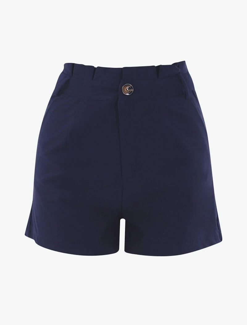 Korte uni met volant taille - marineblauw