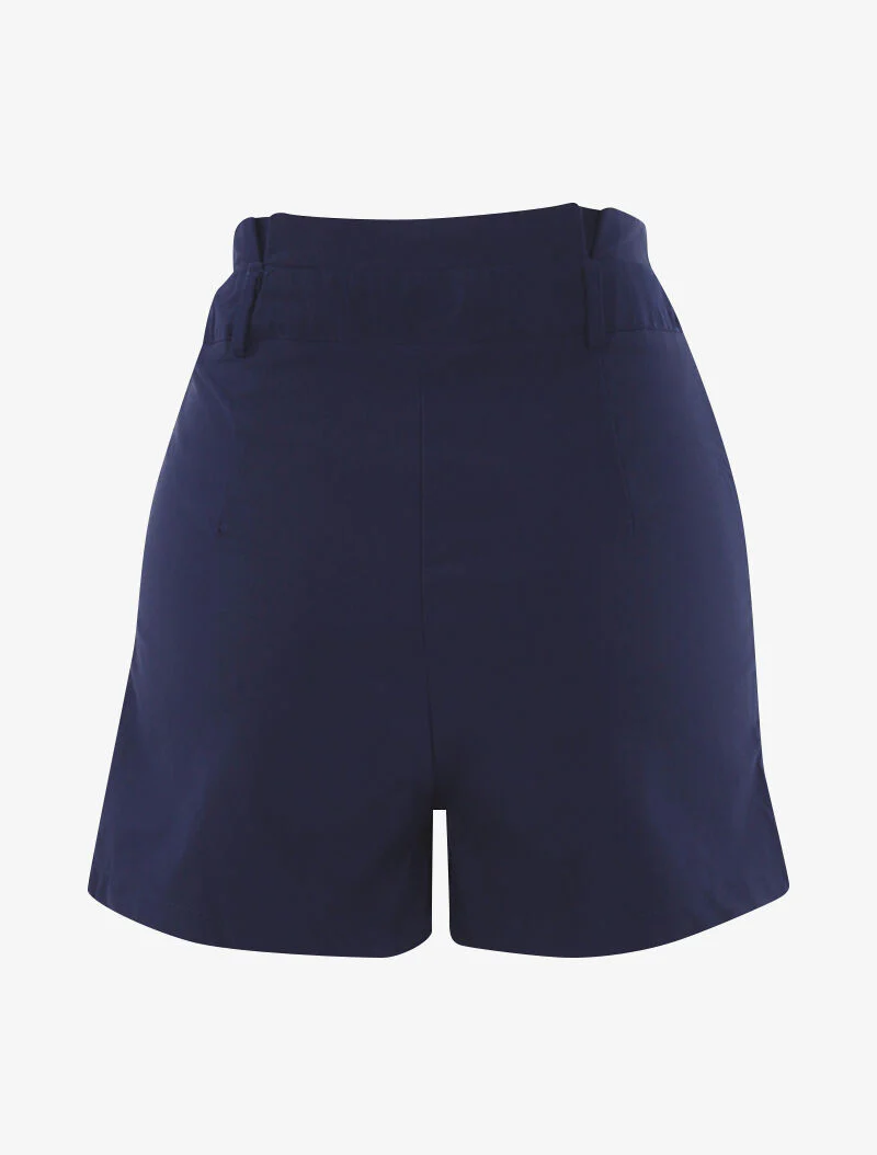 Korte uni met volant taille - marineblauw - Image 2