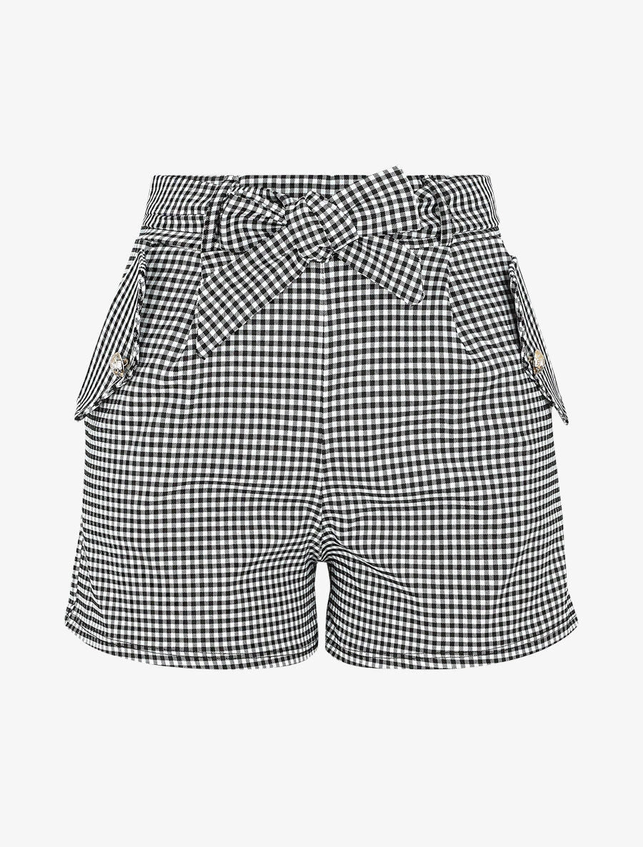 Vichy print short - Zwart