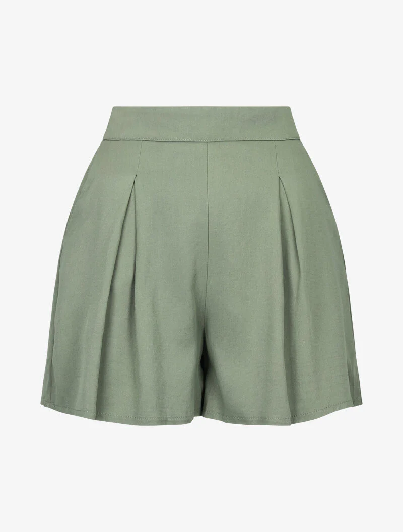 Korte vloeiende trapeziumrok - kaki