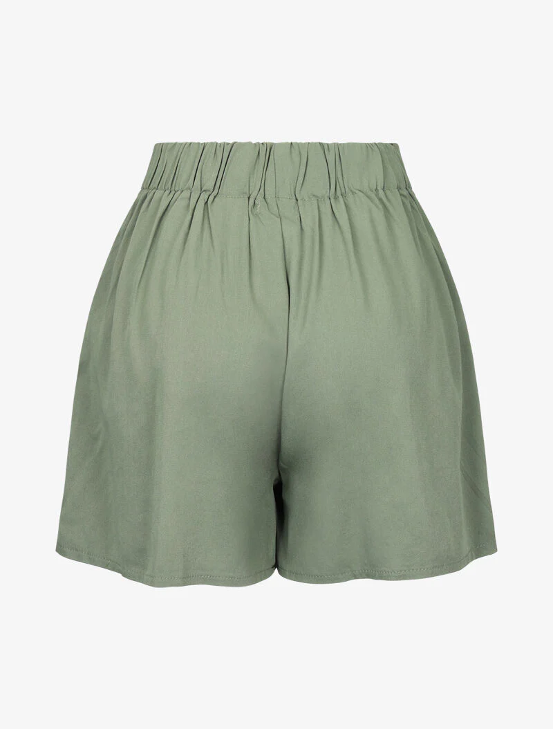 Korte vloeiende trapeziumrok - kaki - Image 2
