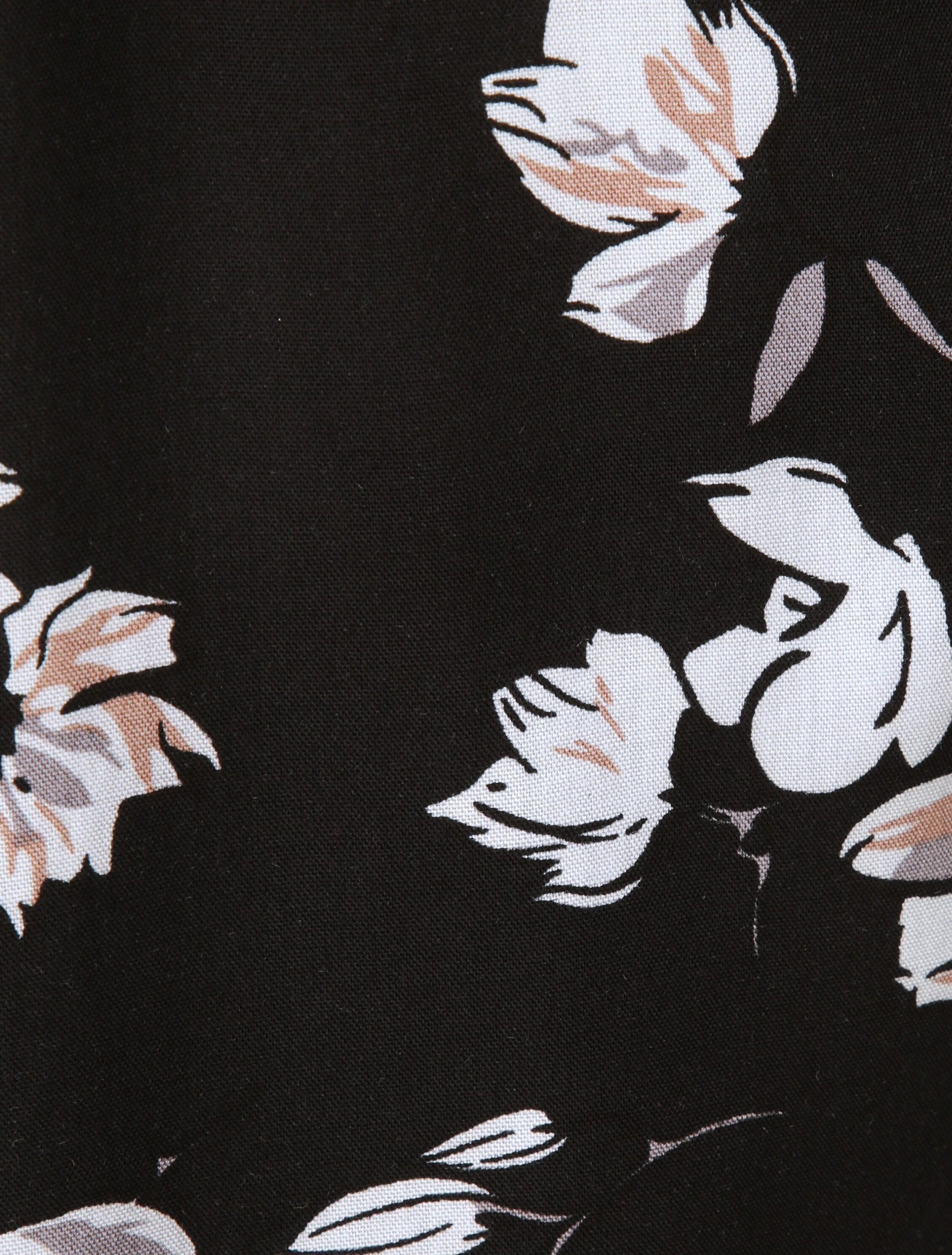 Korte vloeiende tulpenprint - Zwart - Image 4