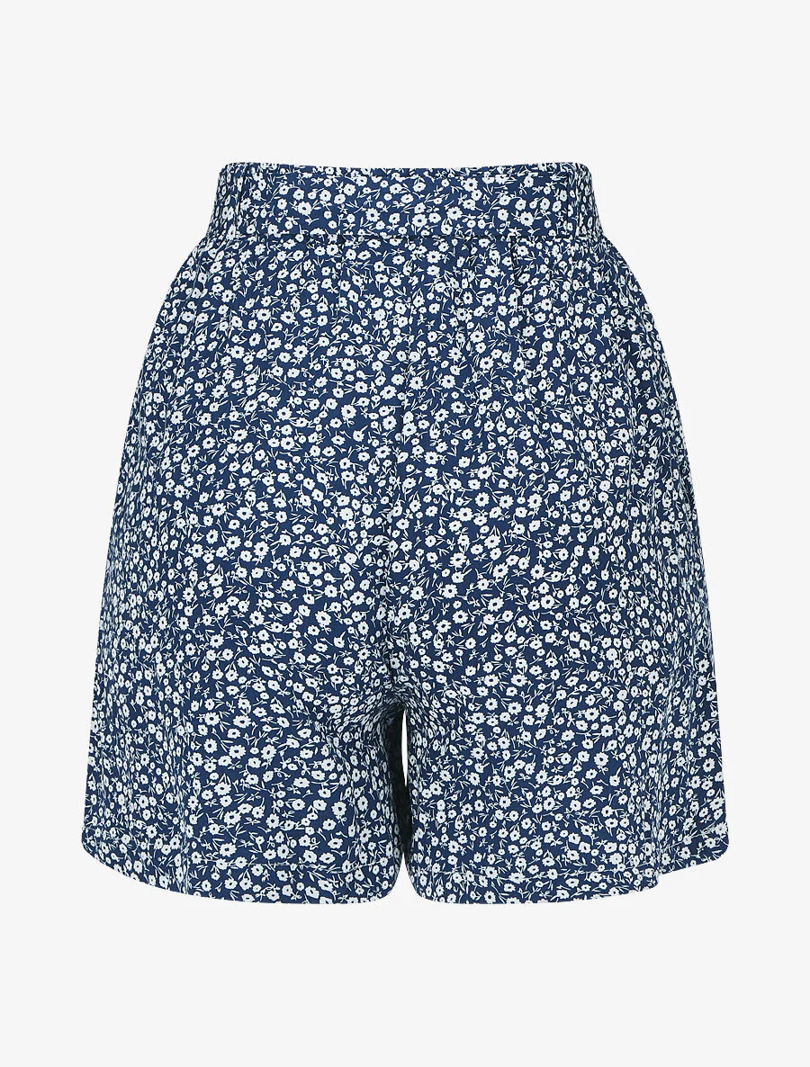 Korte vloeiende bloemenprint met riem - Blauw - Image 2