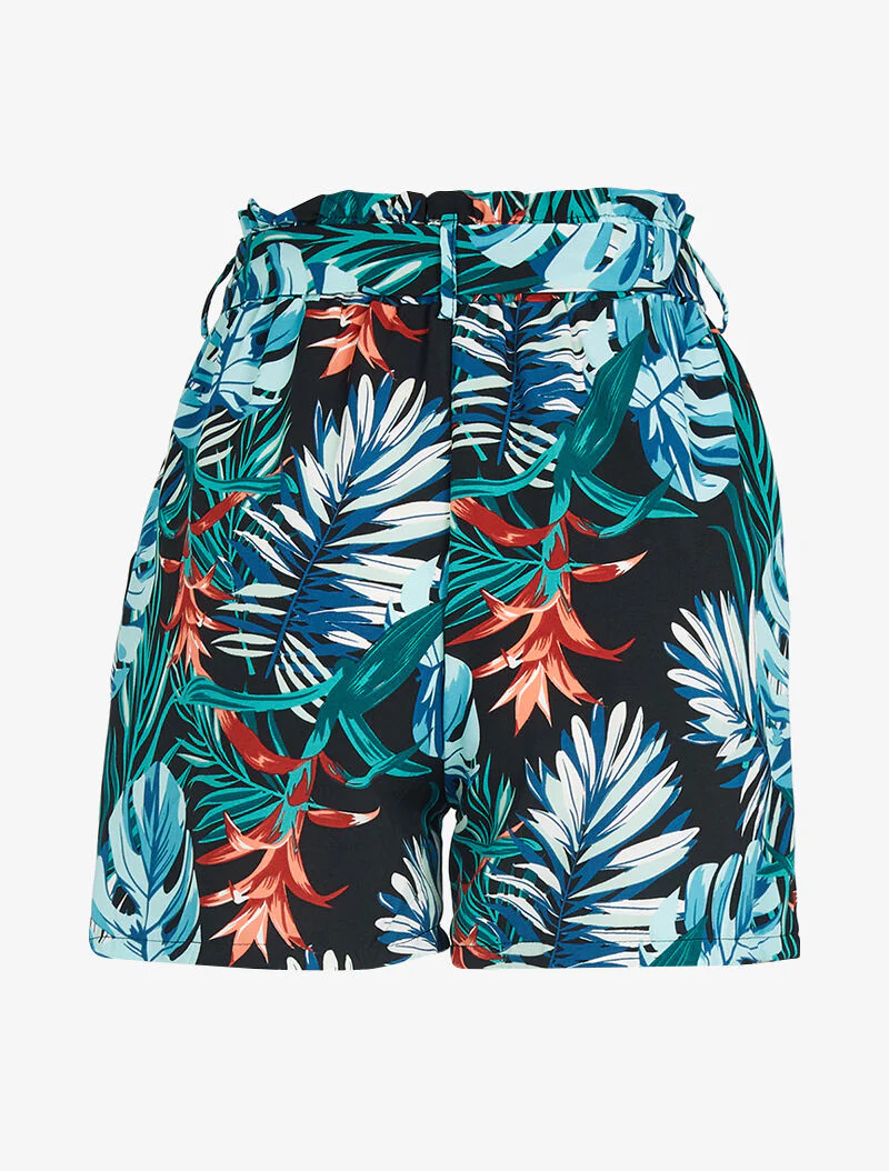 Korte broek met tropische print - zwart - Image 2