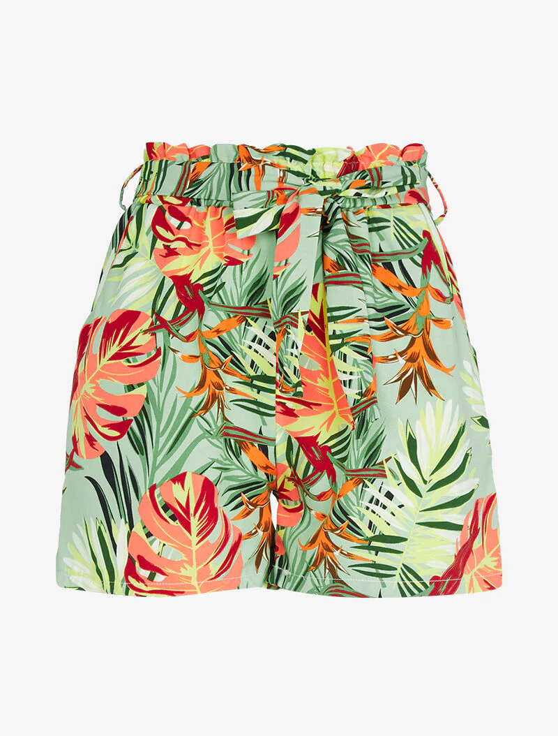 Korte broek met tropische print - groen