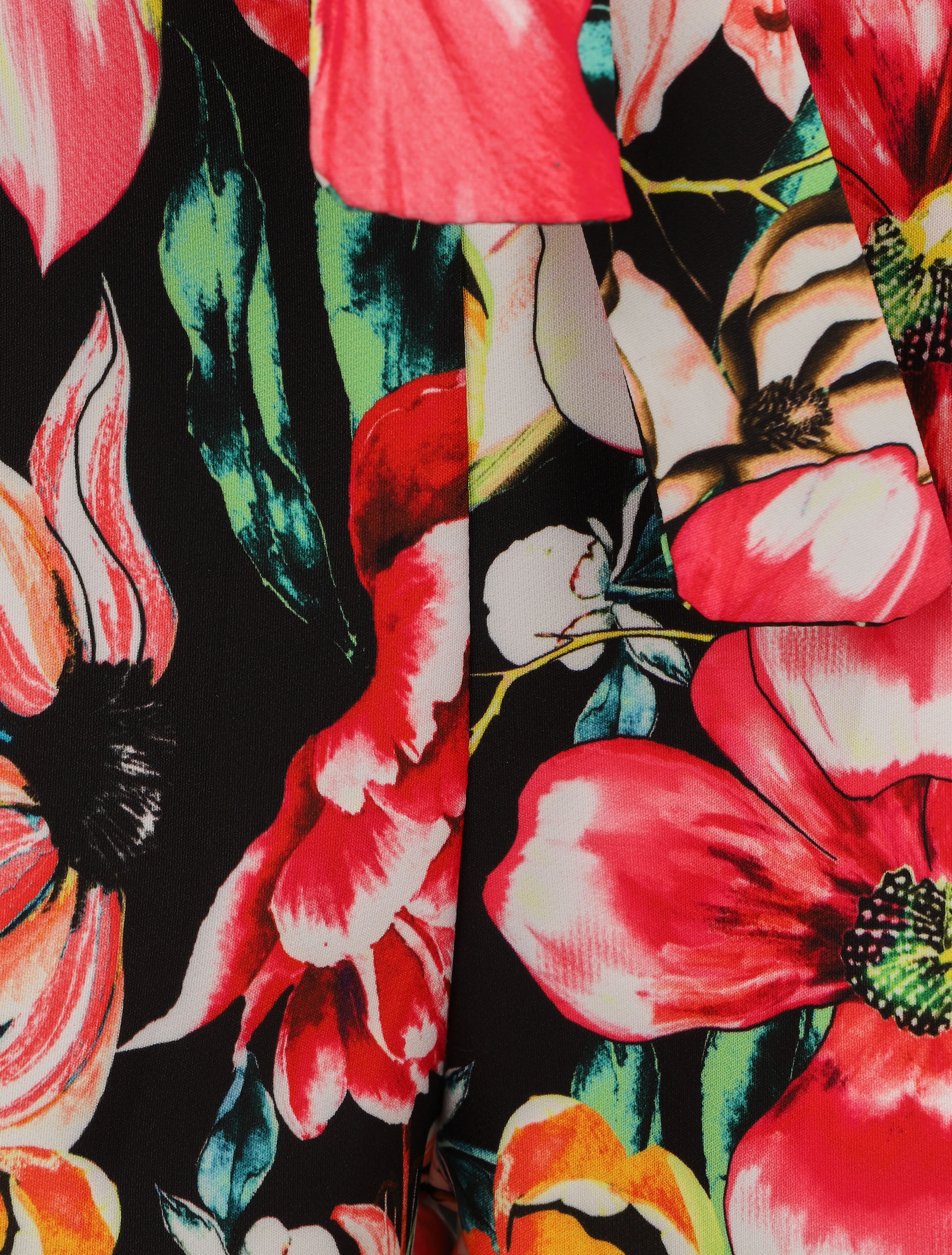 Korte wijde met tropische bloemenprint - Zwart - Image 3