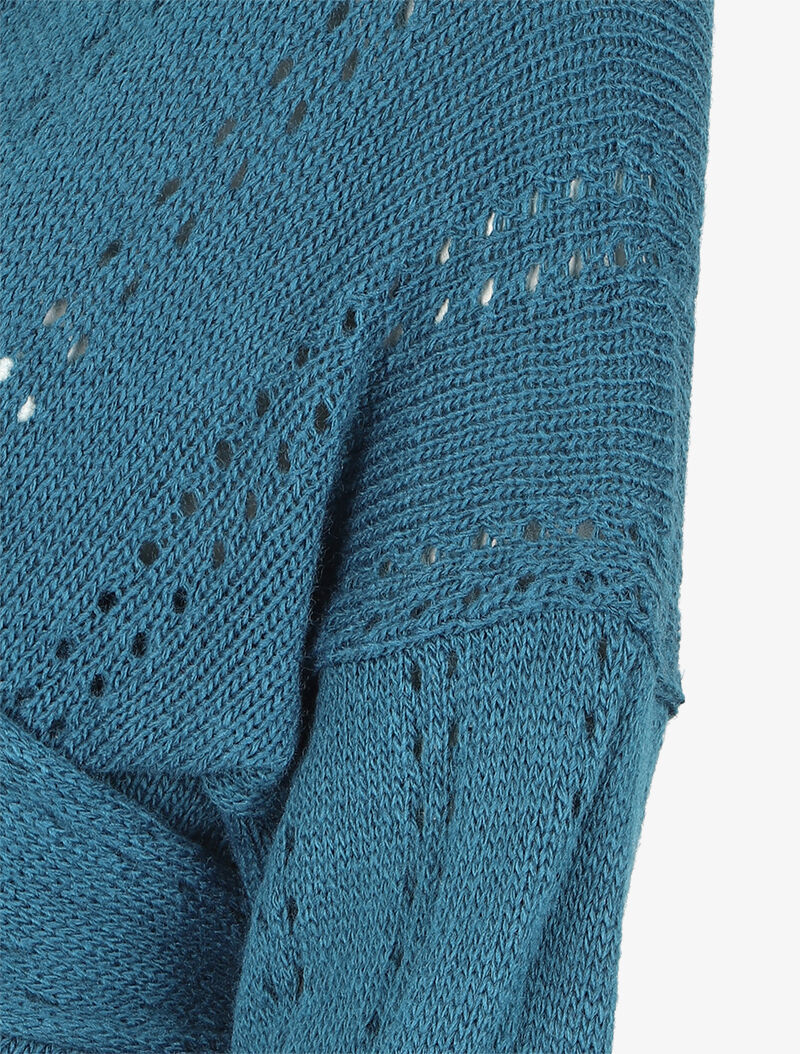 Korte overslagtop in opengewerkte brei - Blauw - Image 3
