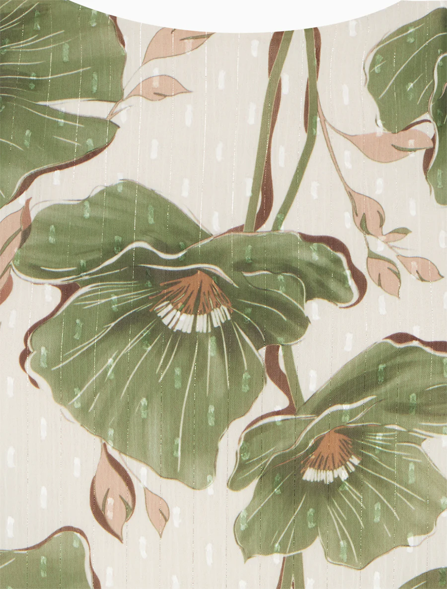 Kortebloemenprinttop met korte mouwen - Kaki - Image 3