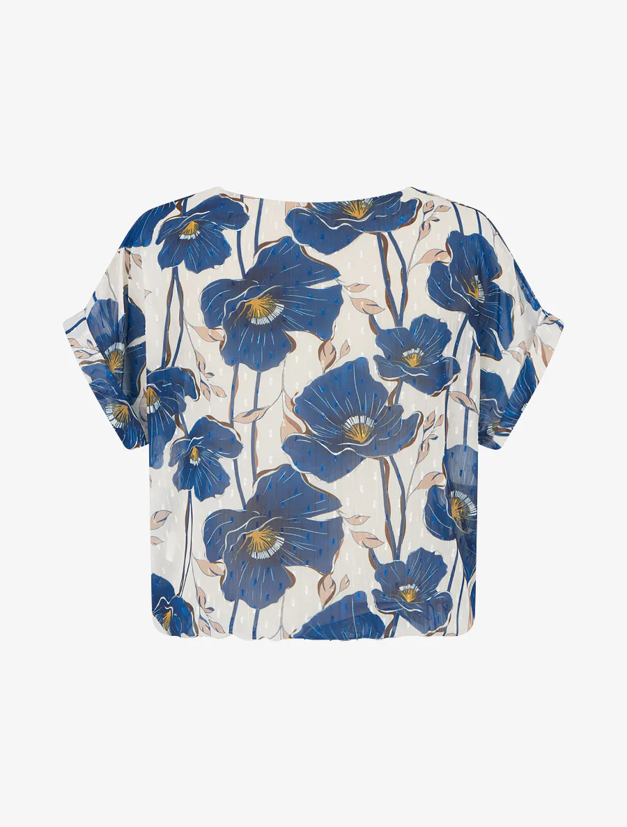 Kortebloemenprinttop met korte mouwen - Marine - Image 2