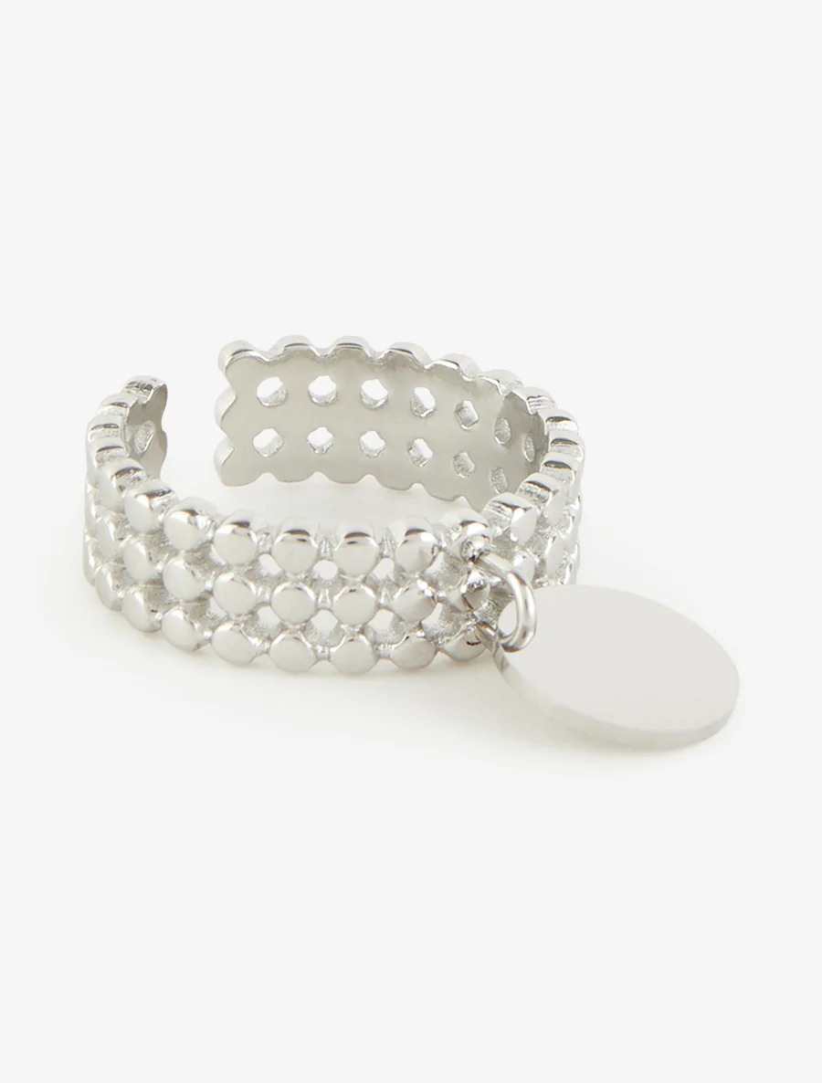Kraalring met kleine kralen en ronde bedel. - Geld - Image 2