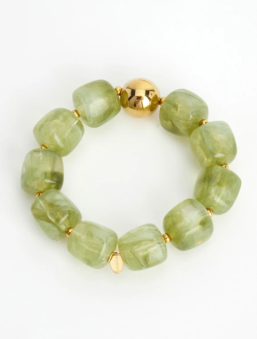 Kralenarmband van hars en metaal - Groen - Image 2
