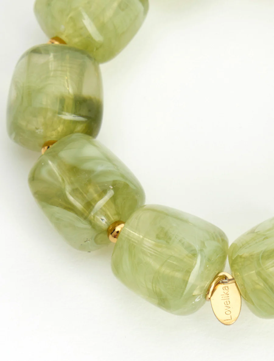 Kralenarmband van hars en metaal - Groen - Image 3