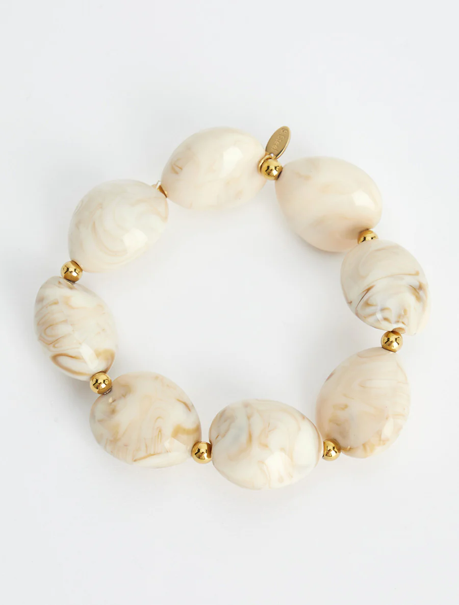 Kralenarmband van hars - Beige - Image 2