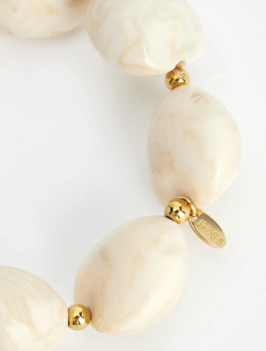 Kralenarmband van hars - Beige - Image 3