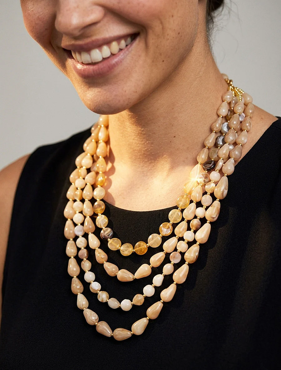 Kralenketting van hars - Beige