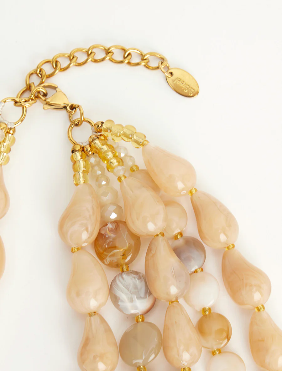 Kralenketting van hars - Beige - Image 3