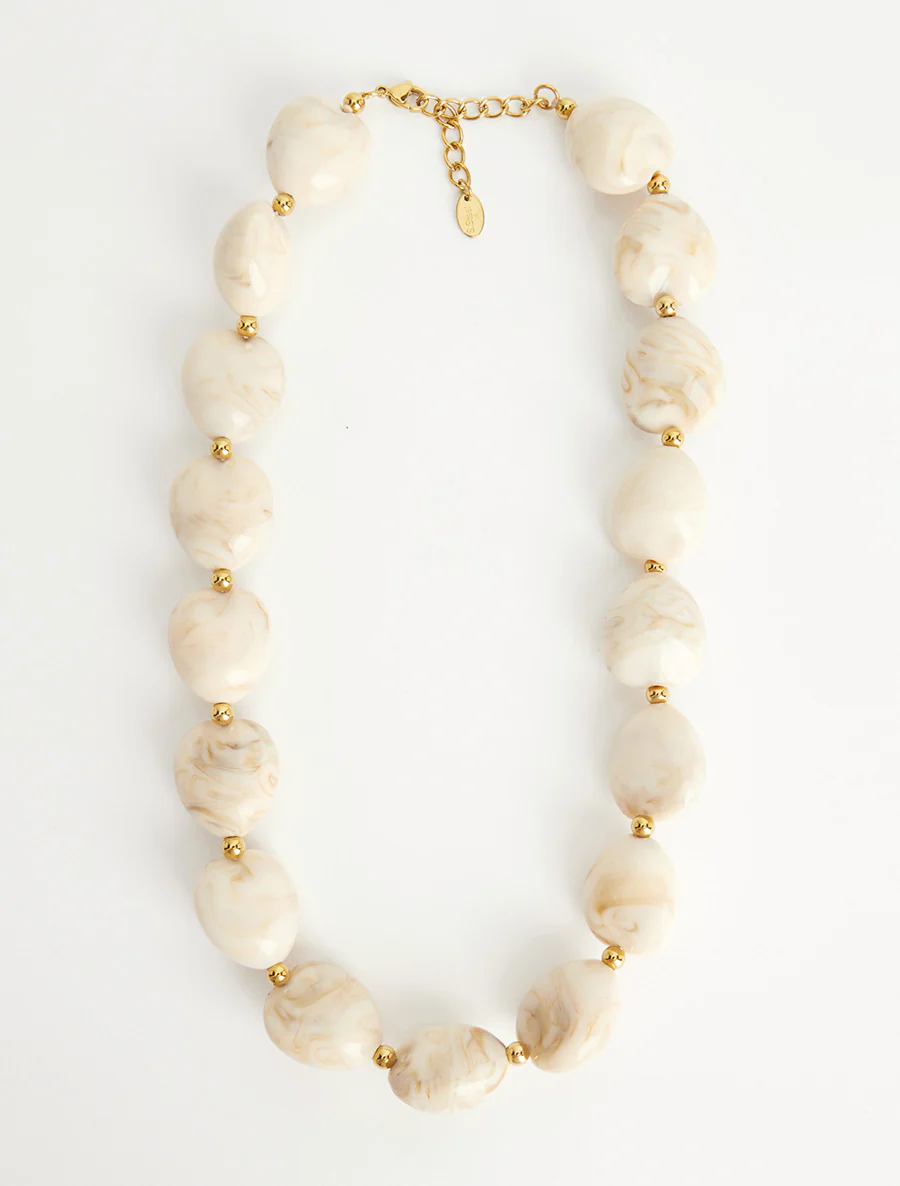 Kralenketting van hars - Beige - Image 2