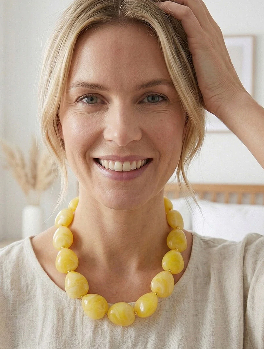 Kralenketting van hars - Geel