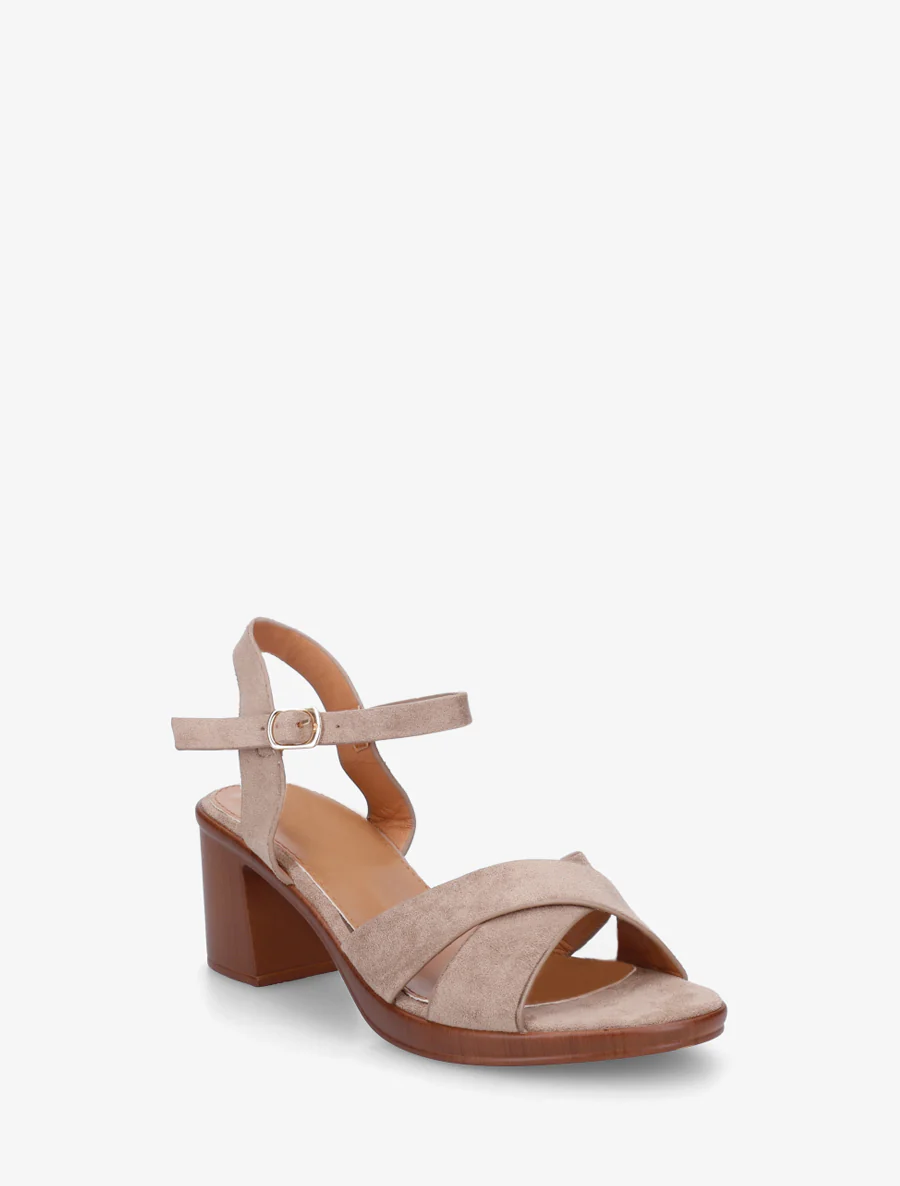 Kruisband suède sandalen met blokhak - Mol - Image 2