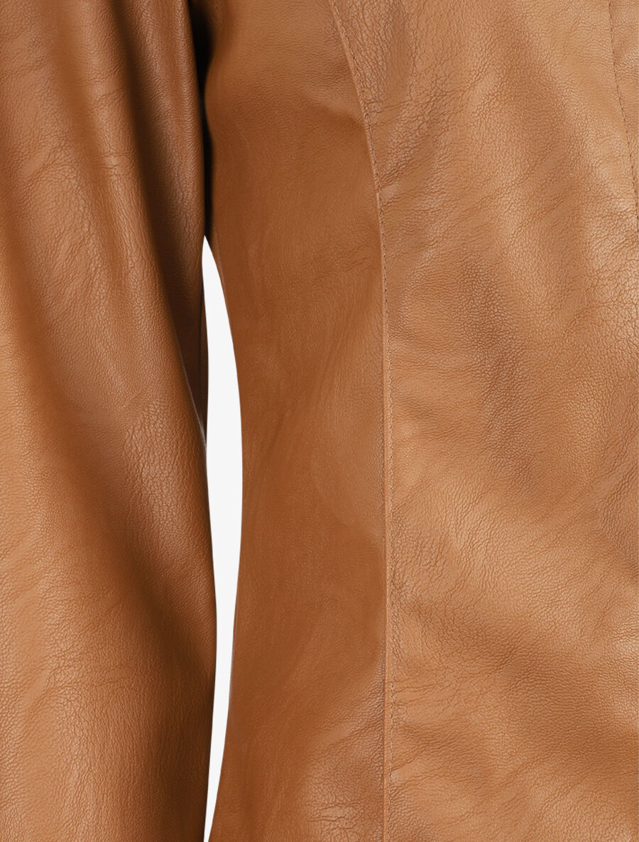 Kunstleren blazer zonder sluiting - Kameel - Image 3