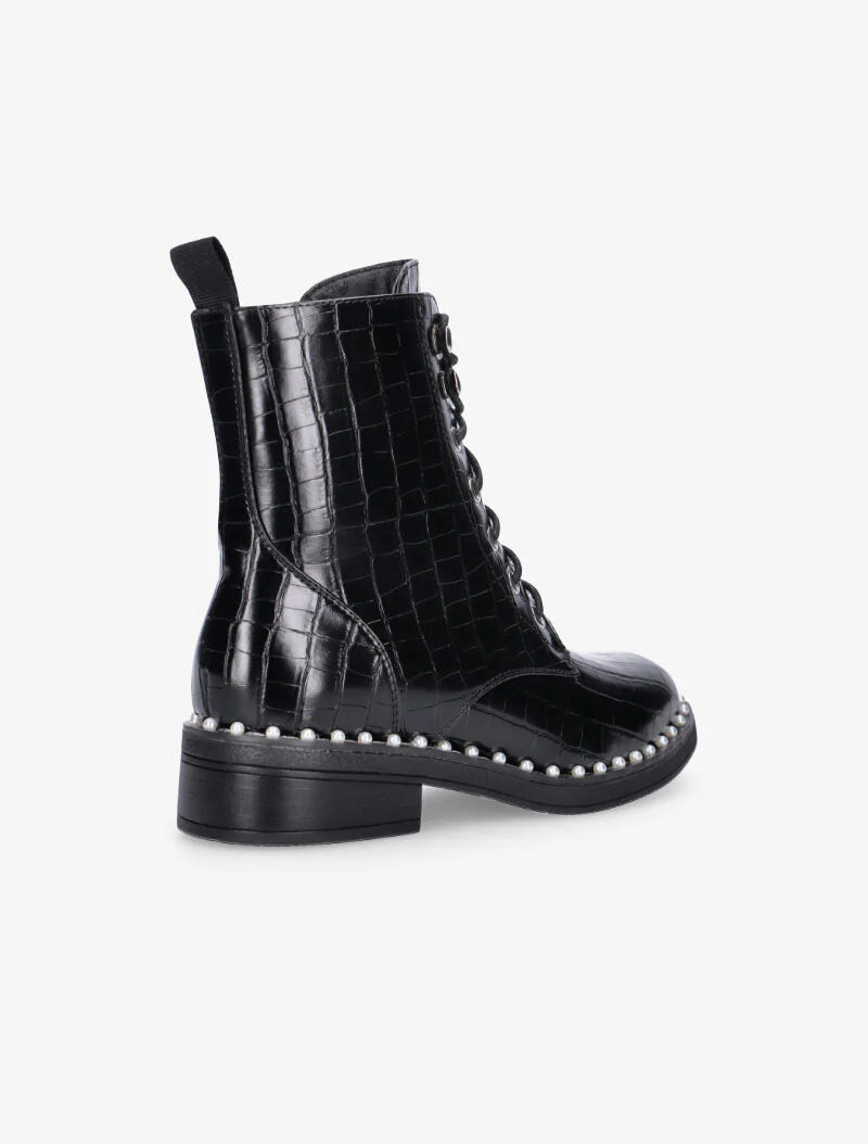 Croco laarzen met parelrand - zwart - Image 4
