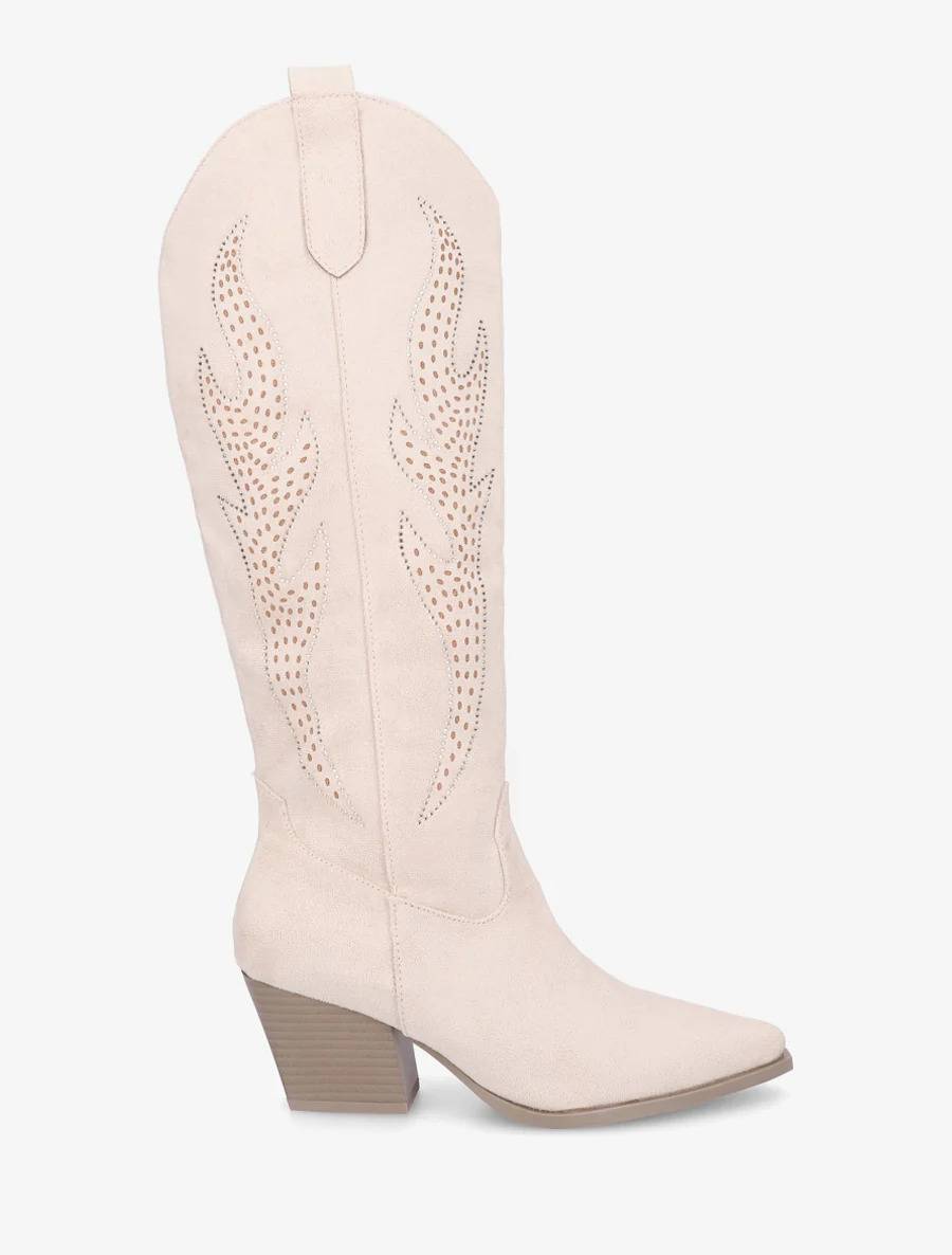 Laarzen in suèdelook in cowboy-stijl - Beige