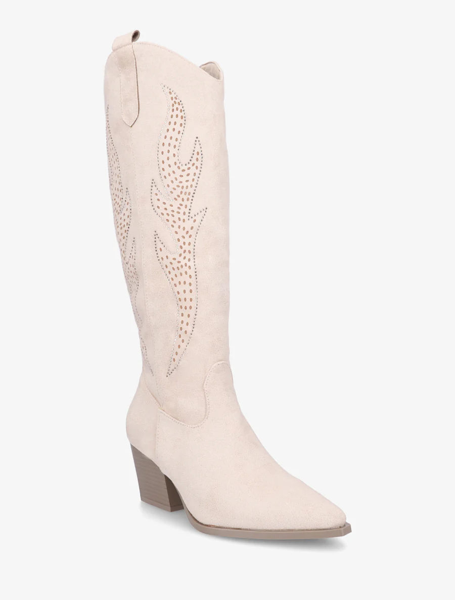 Laarzen in suèdelook in cowboy-stijl - Beige - Image 2