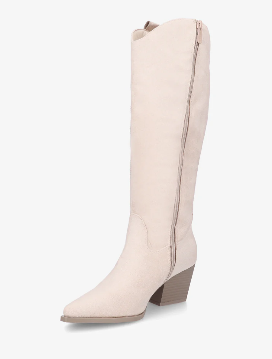 Laarzen in suèdelook in cowboy-stijl - Beige - Image 3