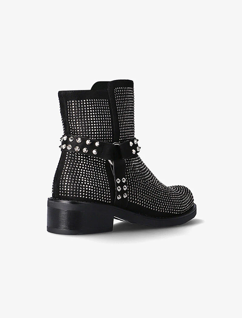Laarzen met strass en bandjes met studs - zwart - Image 4