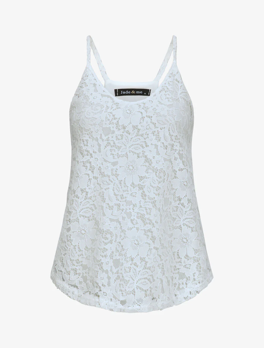 Lace Racerback Tank Top - Wit