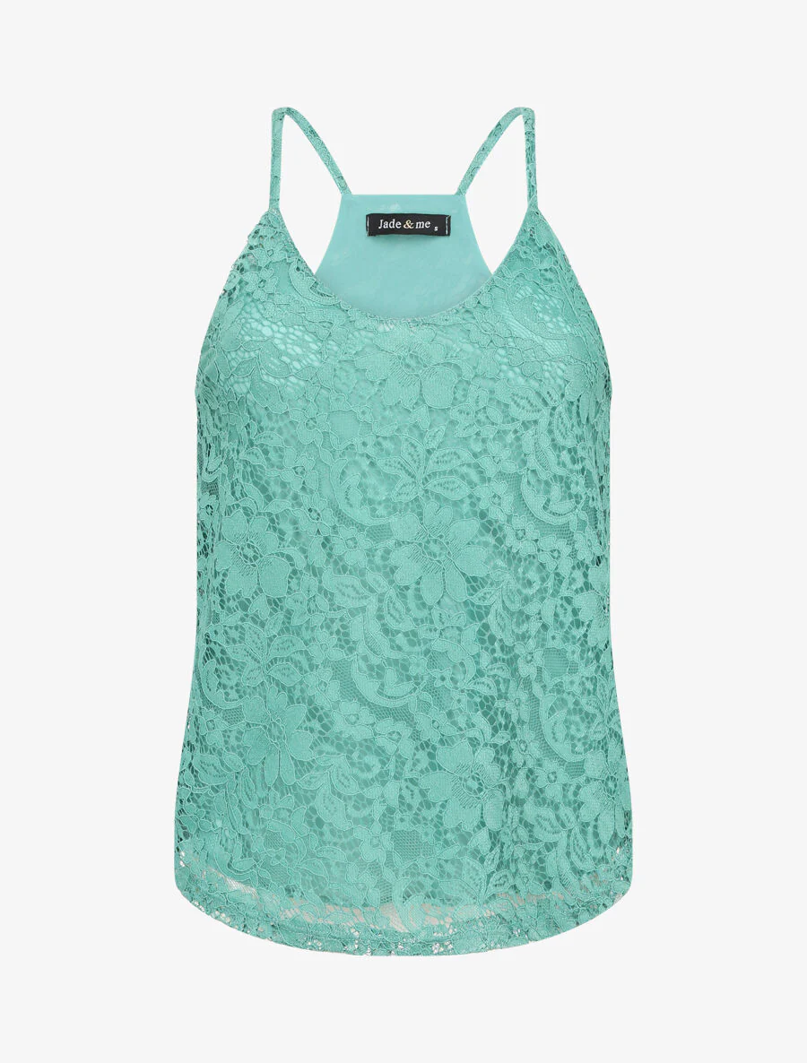 Lace Racerback Tank Top - Blauw