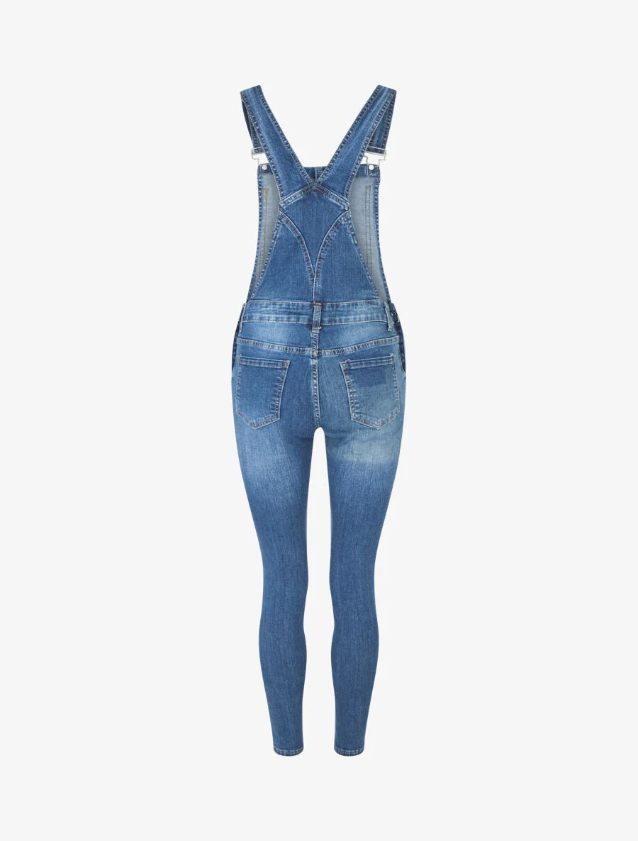 Lage skinny tuinbroek - blauw - Image 2