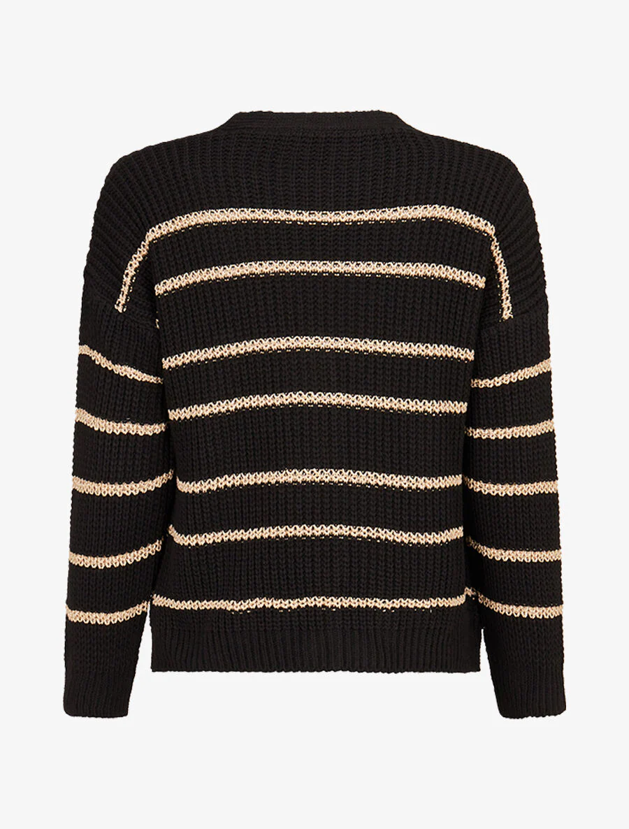 Lamé gestreept V-hals vest - zwart - Image 2