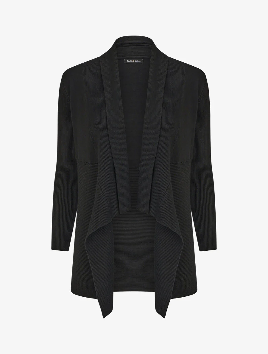 Lang effen geribd vest - zwart