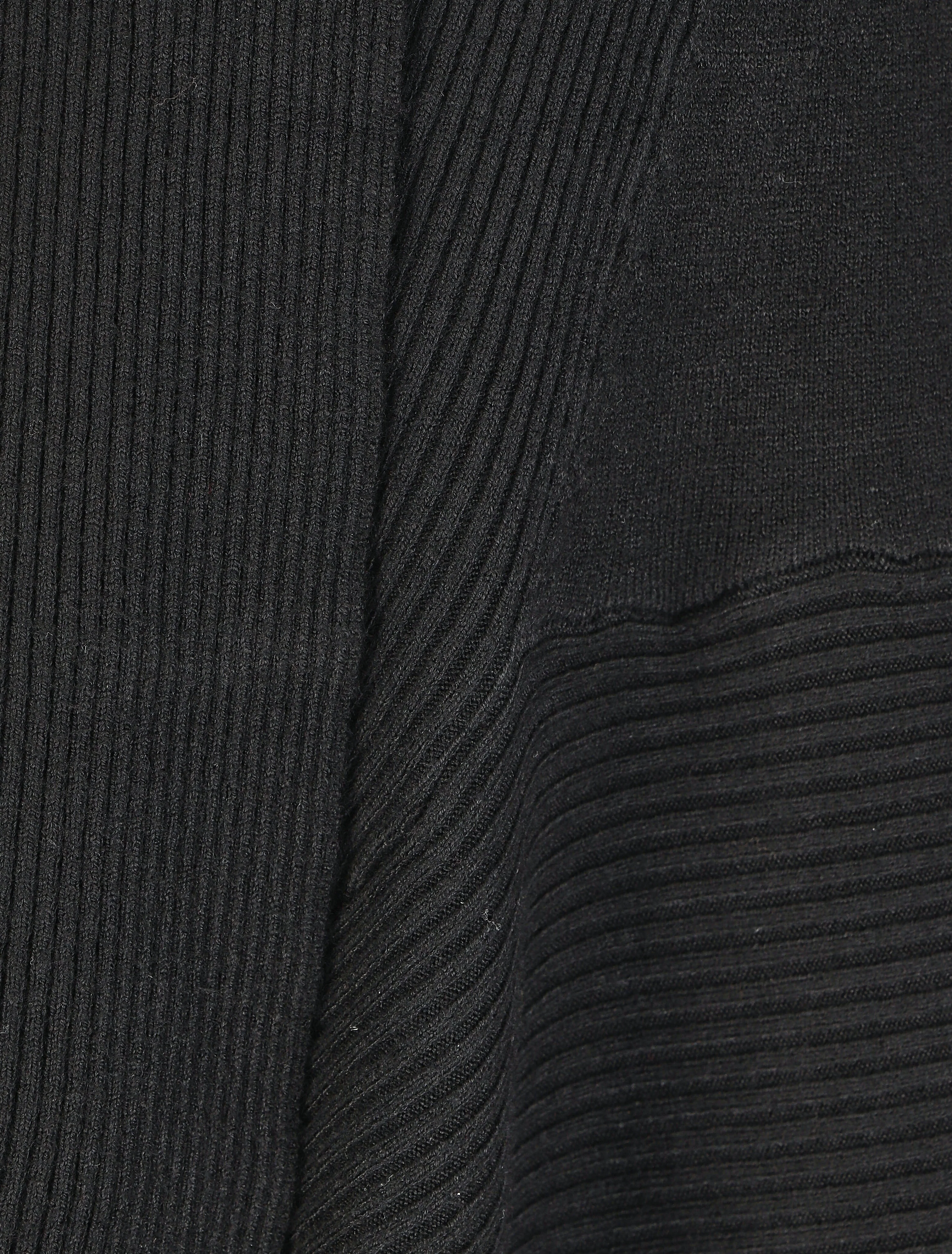 Lang effen geribd vest - zwart - Image 3
