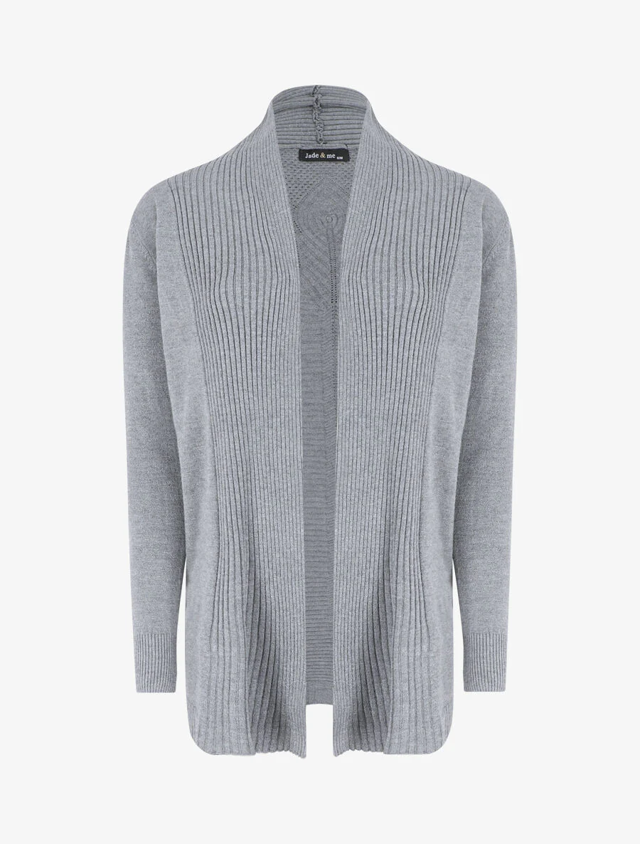 Lang. gebreid vest - Grijs