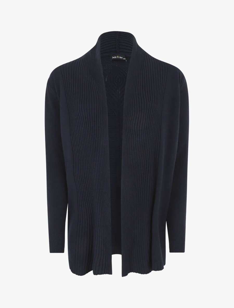 Lang. gebreid vest - Marineblauw
