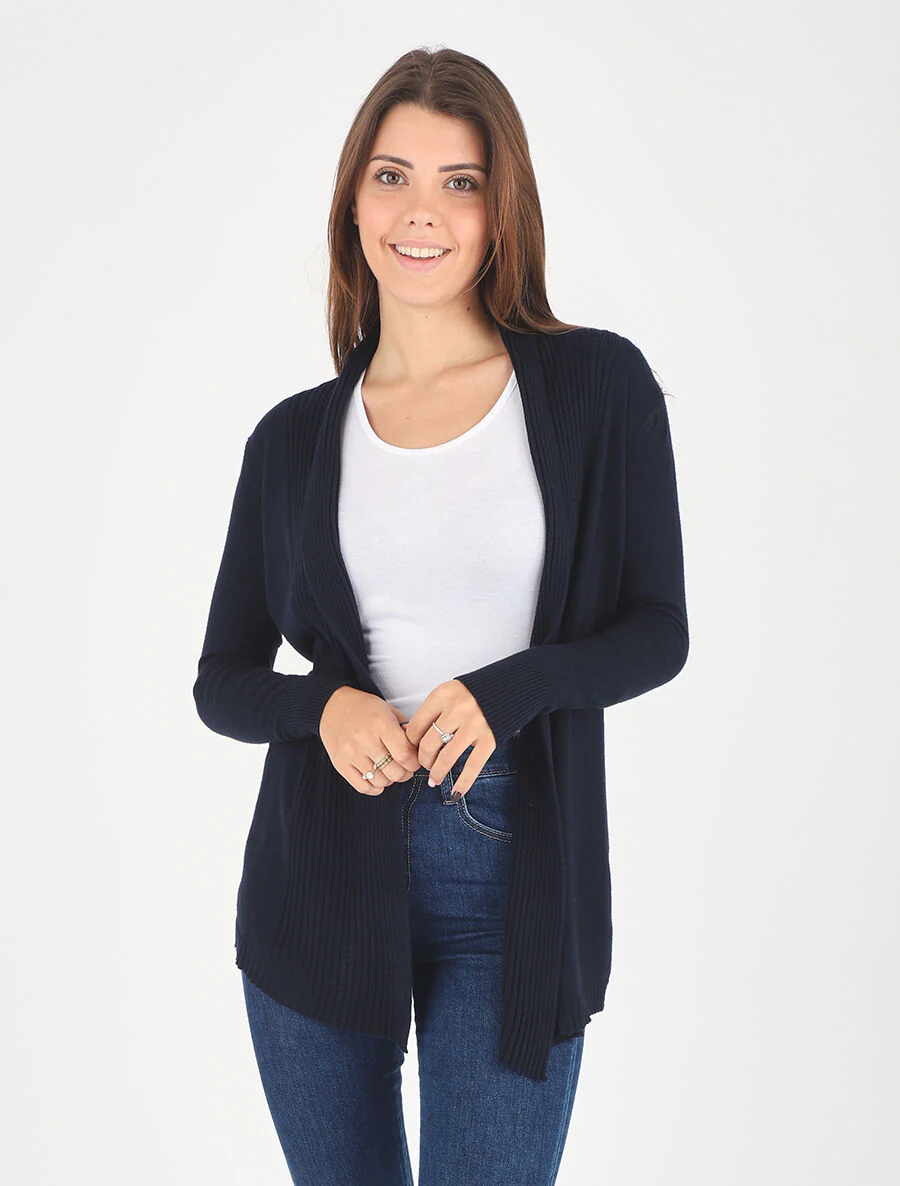 Lang. gebreid vest - Marineblauw - Image 4
