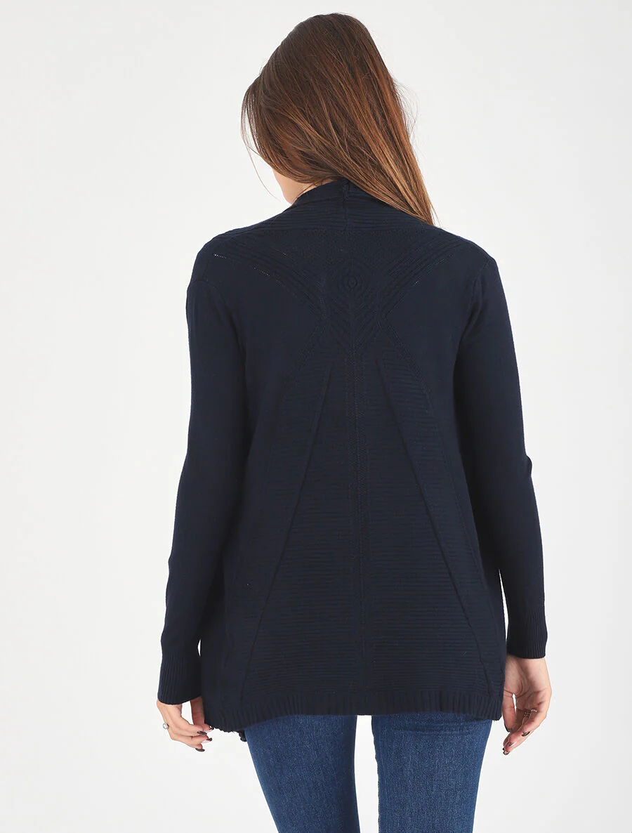 Lang. gebreid vest - Marineblauw - Image 5