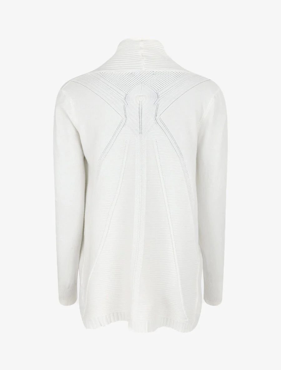 Lang. gebreid vest - Wit - Image 2