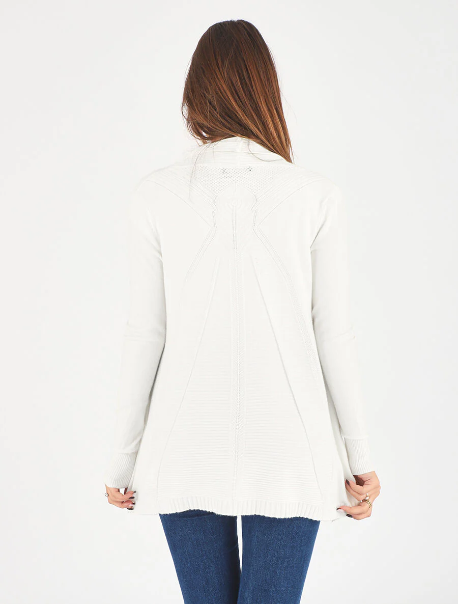 Lang. gebreid vest - Wit - Image 5
