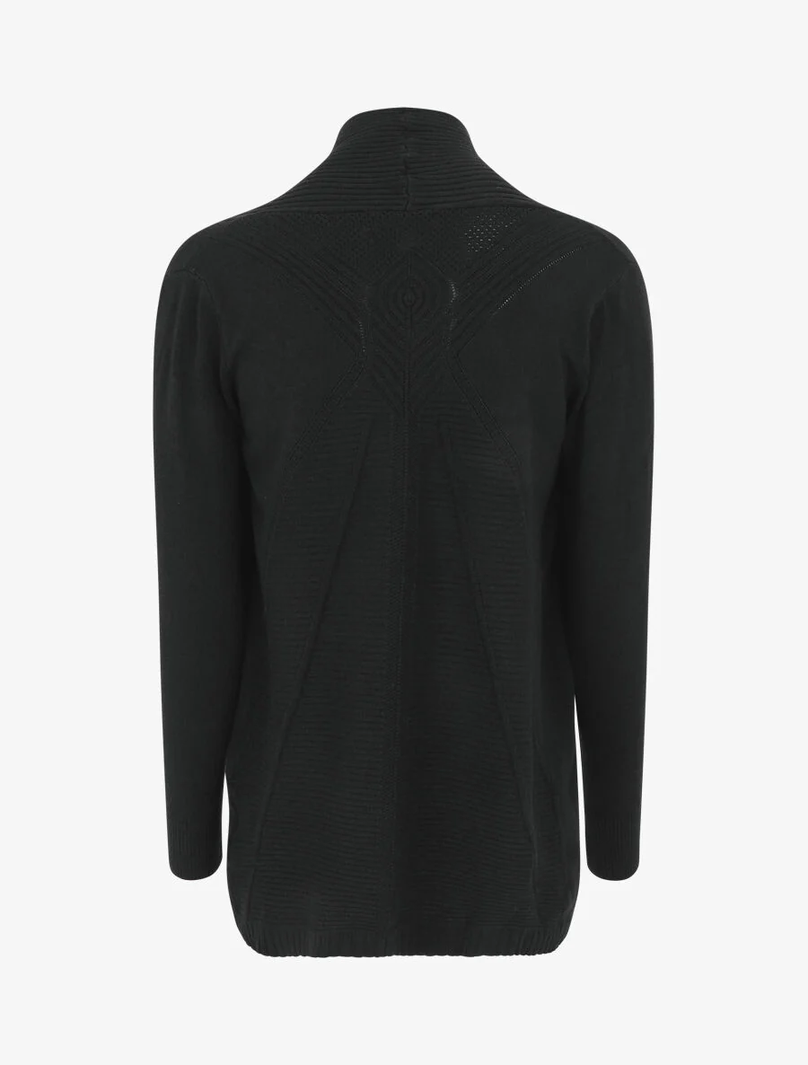 Lang. gebreid vest - zwart - Image 2